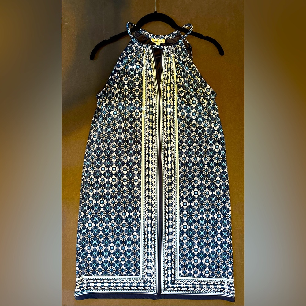 Max Studio (XS) EUC halter dress medallion lattice midi